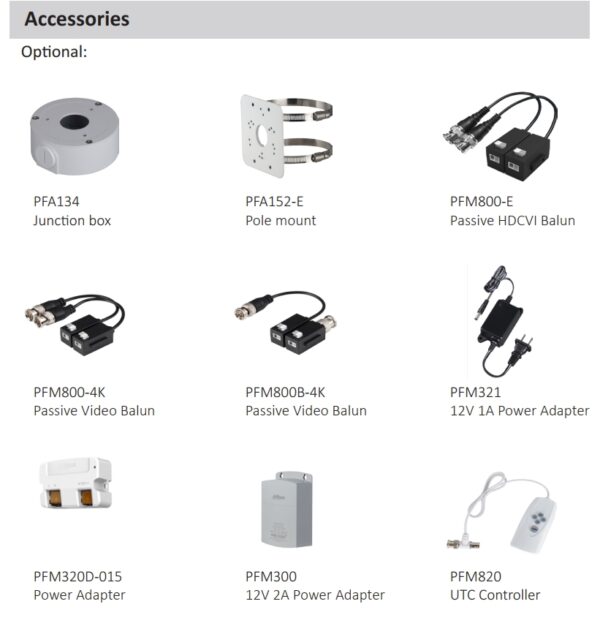 Biovaas.com Dahua HAC-B2A21 CC Camera accessories